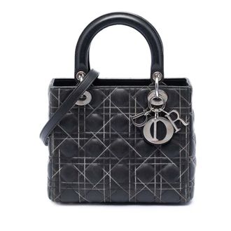 Dior Pre-owned Dior Medium Lambskin Cannage Contrast Stitch Lady Dior Ladies MQV55NQVYS5BVG04