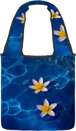 Generic Plumeria Flower in the Water Reversible Canvas Shoulder Tote - Double-Sided Print, 12oz Cotton, 27cm Drop, Fold-Flat Bag for Travel, Shopping, Street 