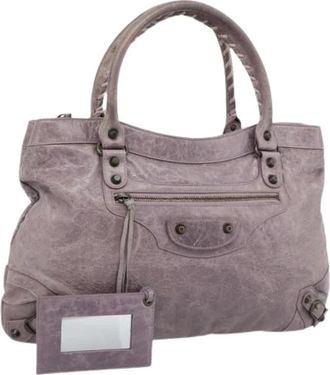 Balenciaga Pre-owned Vintage Hand Bag - Dames - Vintage Handtas - Paars - ONE Size - Leer - Vintage