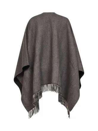 Brunello Cucinelli Womens Reversible Cashmere Poncho Brown Capes Jacket