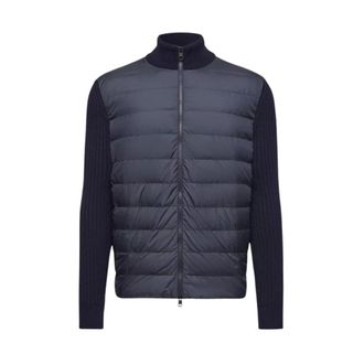 Moncler Winter Jackets, male, Blue, Size: M Wool Cardigan