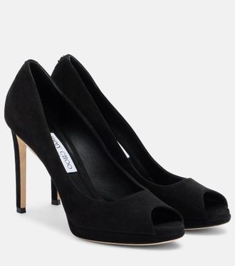Jimmy Choo London Riya suede peep-toe pumps