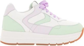 Voile Blanche Witte Sneakers met Mint en Lila Accents - Dames - Sneakers - Veelkleurig - 39 EU - Schoenen
