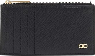 Ferragamo Textured Micro Gancio Wallet with Zipper Compartment