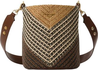 Twinset Tassen, Dames, Veelkleurig, ONE Size, Katoen, Jacquard Raffia Bucket Bag