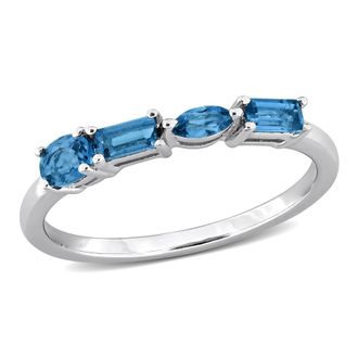 Mimi & Max Multi-Gem Four Stone Ring Sterling Silver