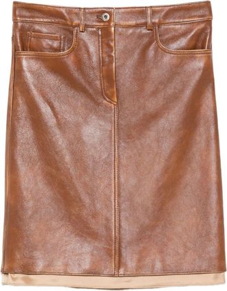 Miu Miu Panelled Leather Skirt - Womens - Lamb Skin/Polyester/Viscose