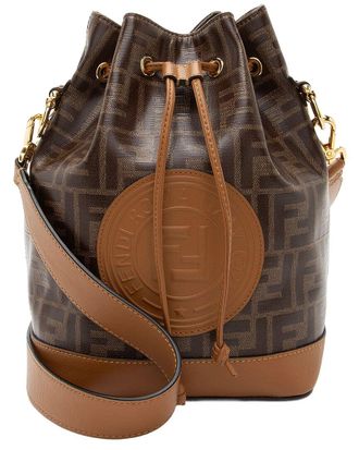 Fendi Brown Glazed Canvas Mon Tresor Grande Shoulder Bag (Authentic Pre-Loved)