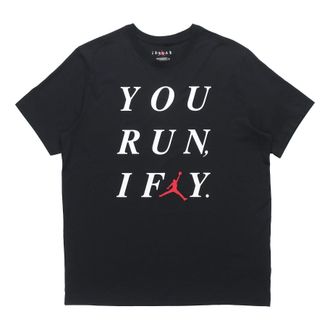 Nike Jordan Air Jordan I Fly Slogan Printing Casual Sports Short Sleeve Black CZ2956-010