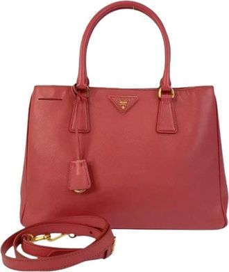 Prada Pre-owned Handbags, female, Pink, Size: ONE SIZE Pre-owned Leather Triangle Logo Tote Bag