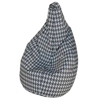 Talamo Italia Pouf Maristella, Poltrona multiuso, Poltroncina sacco, Pouf poggiapiedi, Made in Italy, 80x80 h120 cm, Nero e Bianco, Pied de poule grande - Talamo