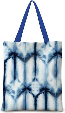 Generic Blue Tie-Dye Canvas Tote Bag, Cotton Linen Shoulder Bag, 15.75 x 13.78 Inches, Artistic Design with Zipper and Inner Pocket (Blue tie-dye 8)