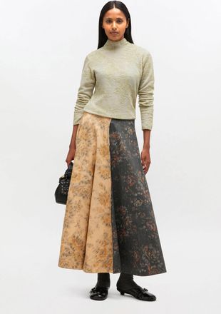 Ganni Mixed Black and Beige Circle Skirt - Size 34 Elastane