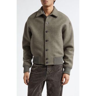 Jacquemus Le Feltro Bomber Jacket in Dark Khaki at Nordstrom, Size 42 Us