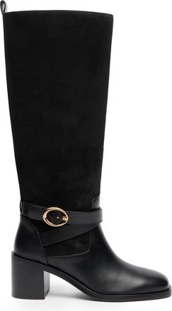Stuart Weitzman Benni Riding Boot 55 - Dames - Laarzen met Hak - Zwart - 39 EU - Leer - Schoenen