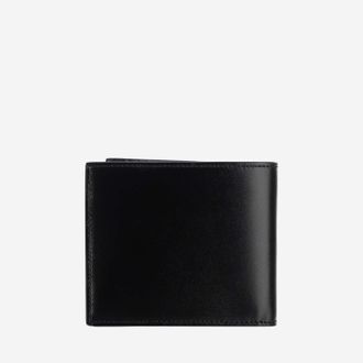 Saint Laurent Mens Cassandre East-West Glossy Leather Tiny Wallet Black Calfskin & Cardholders