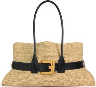 Balmain Large Anthem bag in smooth leather and crochet in Beige at Nordstrom