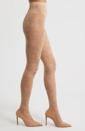 Wolford Floral Tights in Almond at Nordstrom, Size X-Small