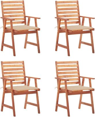 vidaXL Vidaxl - Sillas Comedor De Jard&iacute;n Y Cojines 4 Uds Madera Maciza Acacia