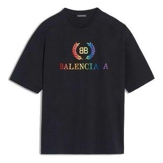 Balenciaga BB Rainbow Logo T-Shirt Black 570805TEV531000