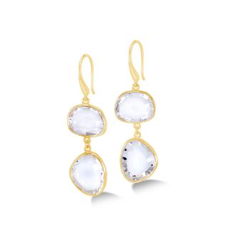 Dower & Hall Rock Crystal Pebble Drop Earrings