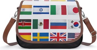 Generic International Country Flags Small Womens Crossbody Bags Shoulder Handbag with Adjustable Strap for Travel