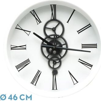 Fabrilamp Fabrilamp - Duque Orologio Da Parete Whiteblackblack 46x46x7 Cm Ingranaggi Con Movimento