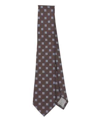 Emporio Armani pattern-jacquard silk tie - men - Silk - One Size - Brown
