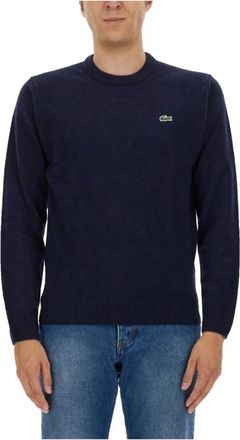 Lacoste Rondgebreide trui - Heren - Ronde hals truien - Blauw - L - Wol - Truien & Vesten