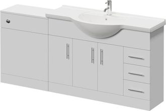 Alexander James Alexander James Cento Gloss White 1800mm 3 Door Vanity Unit Toilet Suite - 1800mm - Chrome 96mm Bar HandleWithout James Toilet Pan
