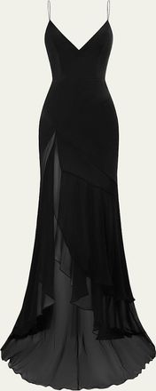 Alex Perry Plunging Panelled Silk Bikini Gown