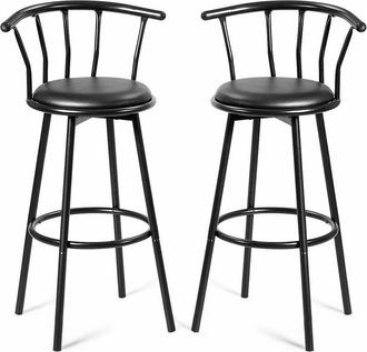 Costway Costway - Sgabello Alto con Poggiapiedi, Set di 2 Sedie da Bar, Sedia Design Ergonomico, 101,5 x 56 x 55 cm (Nero)