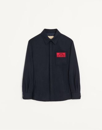 Valentino Giacca camicia Valentino in panna di lana leggero con etichetta YOU CAN COME TO MY VILLA Uomo NAVY 44