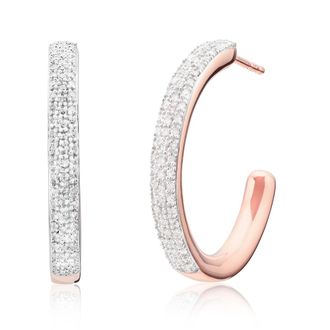 Monica Vinader Rose Gold Fiji Pav&eacute; Diamond Large Hoop Earrings Diamond