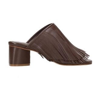 Vic Mati&eacute; Heeled Mules, female, Brown, Size: 8 1/2 US Fringed Leather Sandals