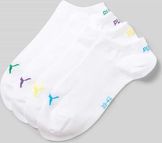 Puma Sneakersocken im 4er-Pack mit gerippten B&uuml;ndchen in Weiss, Gr&ouml;&szlig;e 35-38