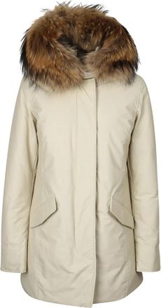 Woolrich Witte Driekwart Jas Vrouwen - Dames - Winterjassen - Wit - XS - Katoen - Jassen