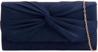Girly HandBags Womens Twist Faux Suede Clutch Bag Medium Navy