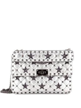 Valentino Garavani Rockstud Spike Flap Bag Quilted Leather Medium crossbody bag - Verde