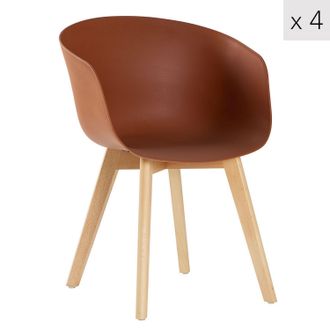 Nordlys Set of 4 Scandinavian Dining Chairs Wooden Legs in Terracotta