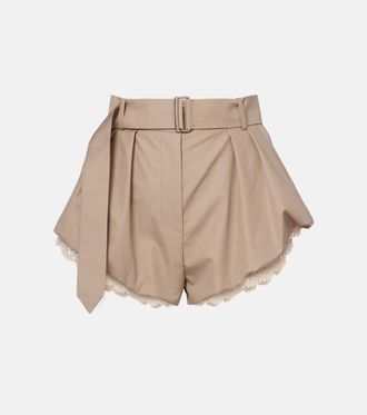 Magda Butrym Belted crochet-trimmed cotton micro shorts