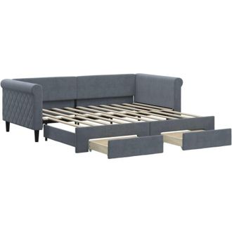vidaXL Vidaxl - Sof&aacute; Cama Nido Con Cajones Terciopelo Gris Oscuro 90x190 Cm