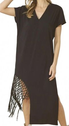 Entro Fringe Maxi Dress In Black