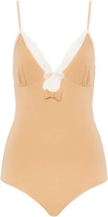 Chlo&eacute; Bodysuit met kanten details en ruches - Dames - Bodies - Roze - S - Katoen - Tops