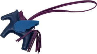 Herm&egrave;s Pre-owned Hermes Milo Lambskin and Swift GriGri Rodeo Pegasus Bag Charm PM Unisex HQ12C6GL0J181K9W