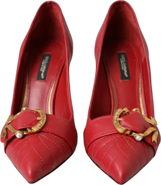 Dolce & Gabbana Red Devotion Leather Heels Pumps Womens Shoes