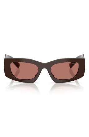 Prada 51mm Rectangular Sunglasses in Cigar /Bordeaux at Nordstrom