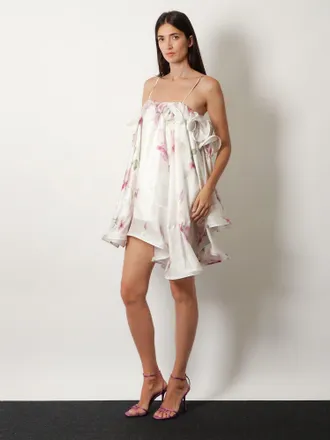 Actualee Floral Satin Dress - White