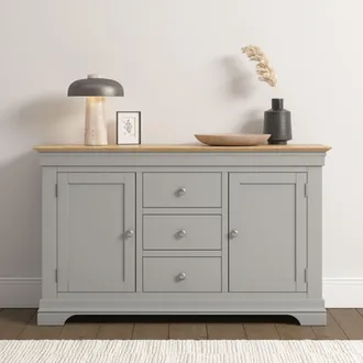 Seconique Bordeaux 2 Door 3 Drawer Sideboard (Fully Assembled) in Light Grey