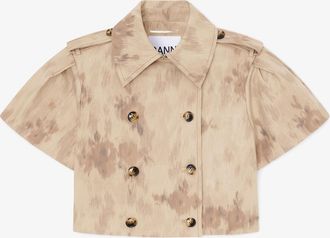 Ganni Warm Sand Jacket in Printed Cotton - Size 10/12 Organic